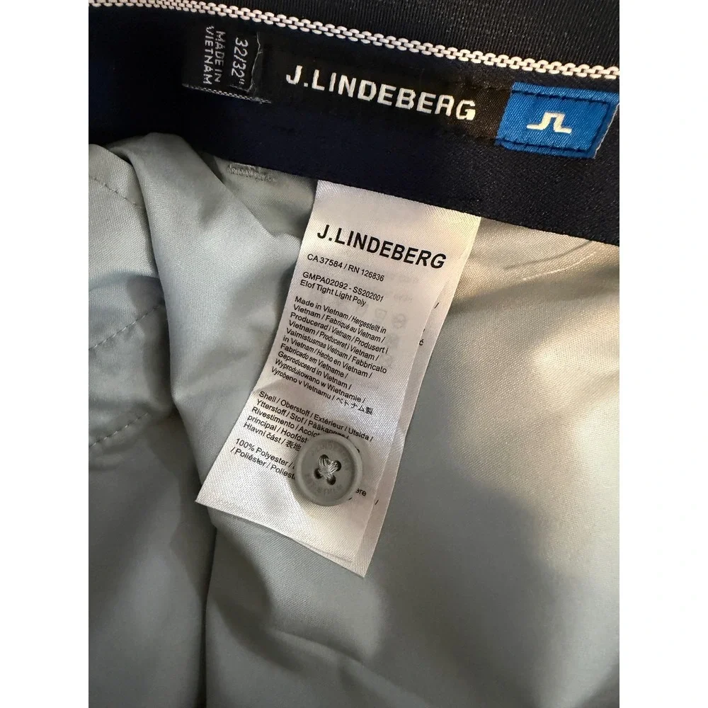 J.Lindeberg Elof Tight Light Poly Pants Light Blue 32/32 Mens Slim Golf Chinos